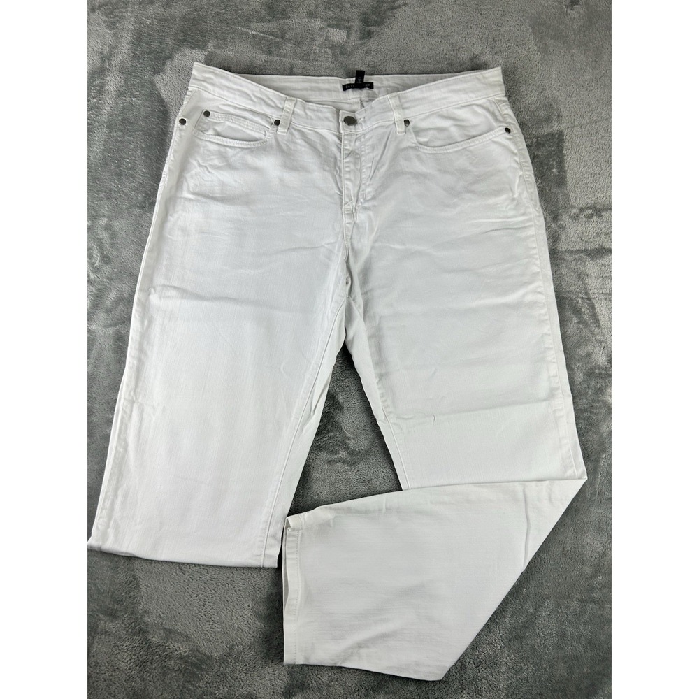 Eileen Fisher White Denim Jeans Stretch Organic Cotton Sustainable Size 14